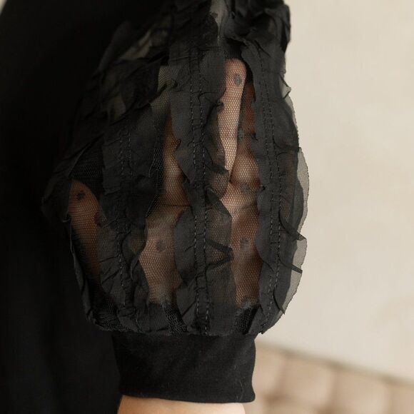 On Twelfth Black‎ Lace Sleeve T-Shirt Dress size L - Picture 6 of 10